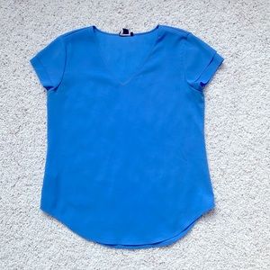 Ann Taylor XSP Blue Blouse V-Neck